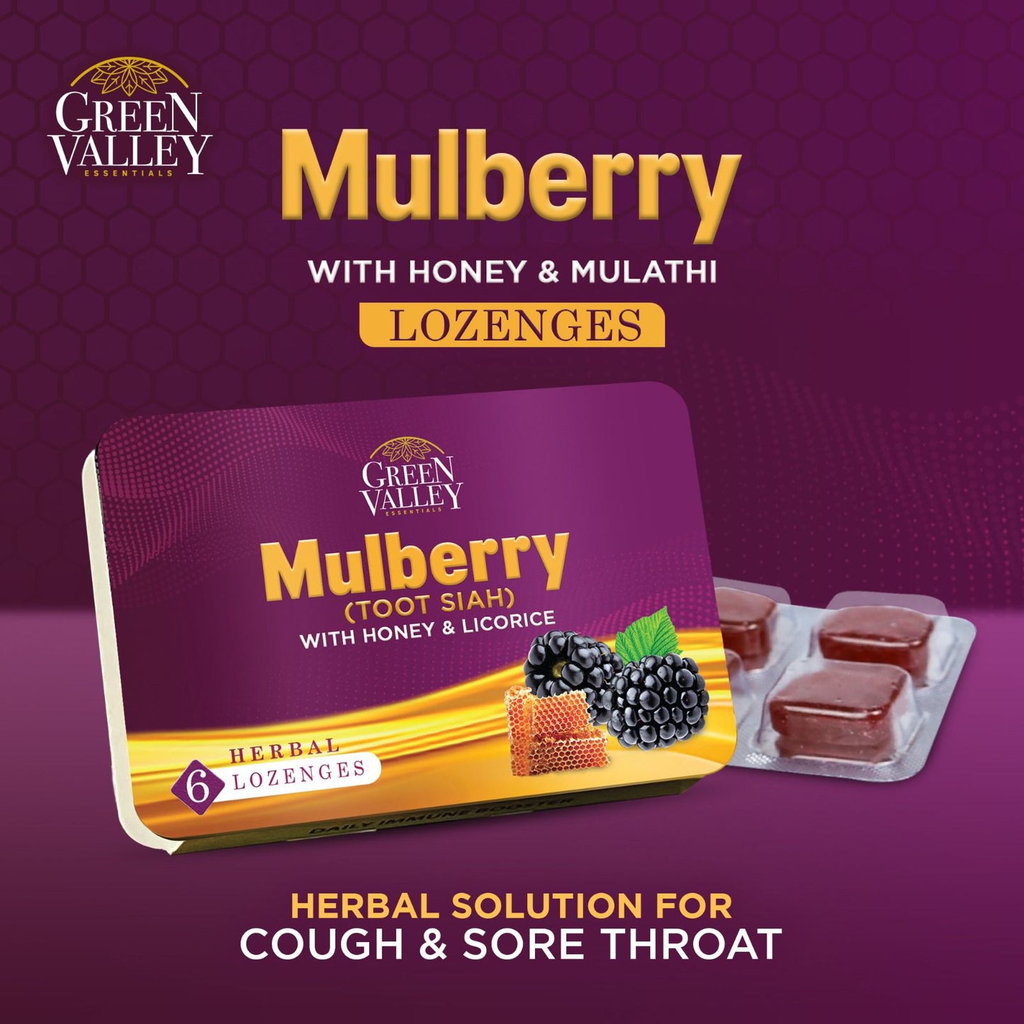 GREEN VALLEY MULBERRY LOZENGES (PACK OF 6)