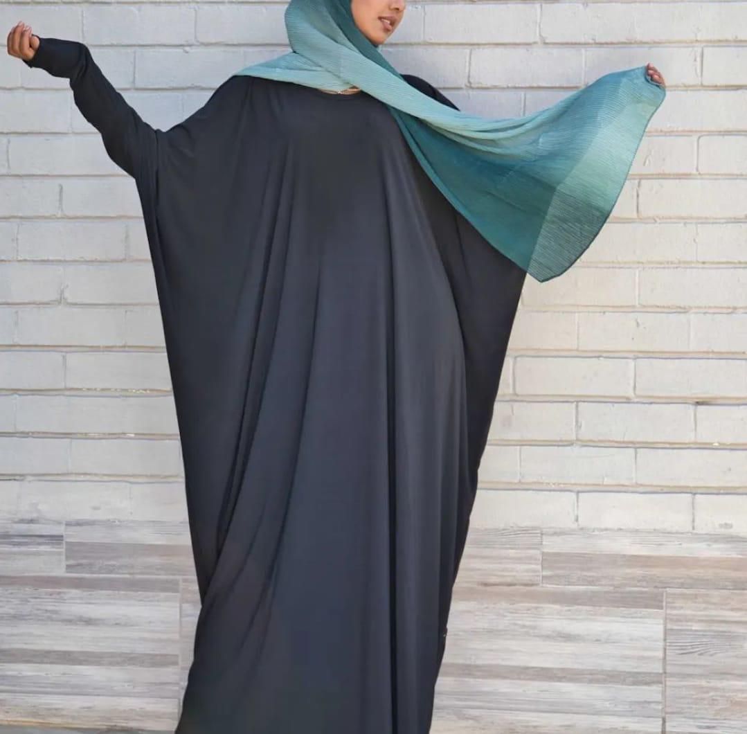 BLACK TURQUOISE PANEL ABAYA