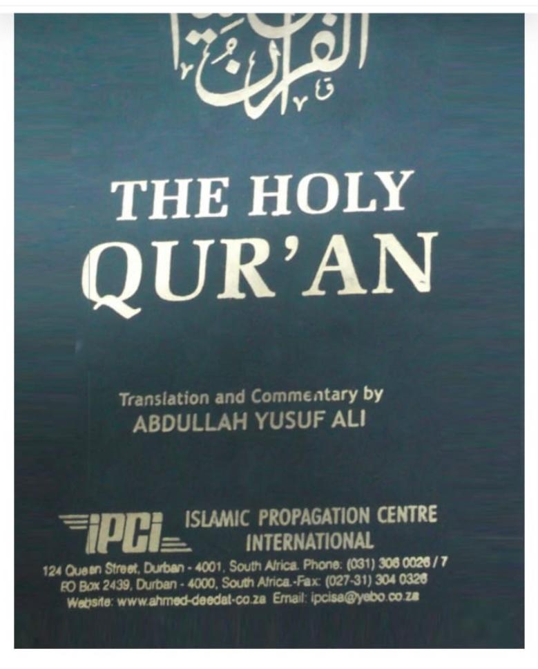 THE HOLY QUARAN  TRANSLATION AND COMMENTARY BY A. YUSUF ALI (HARDCOVER)