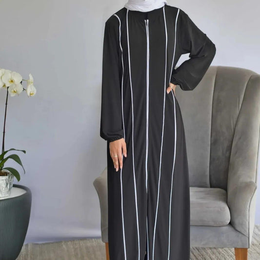 ABAYA WITH WHITE  PANELS